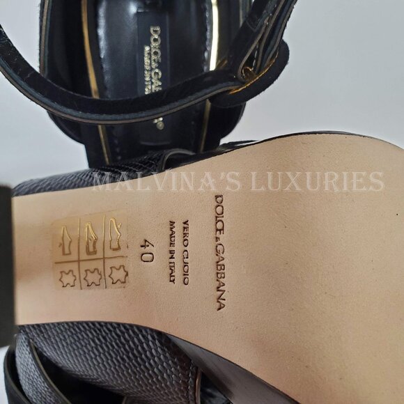 DOLCE & GABBANA SHOES BLACK SUEDE LEATHER PLATFORM SANDALS sz IT 40 US 10 - Picture 11 of 12